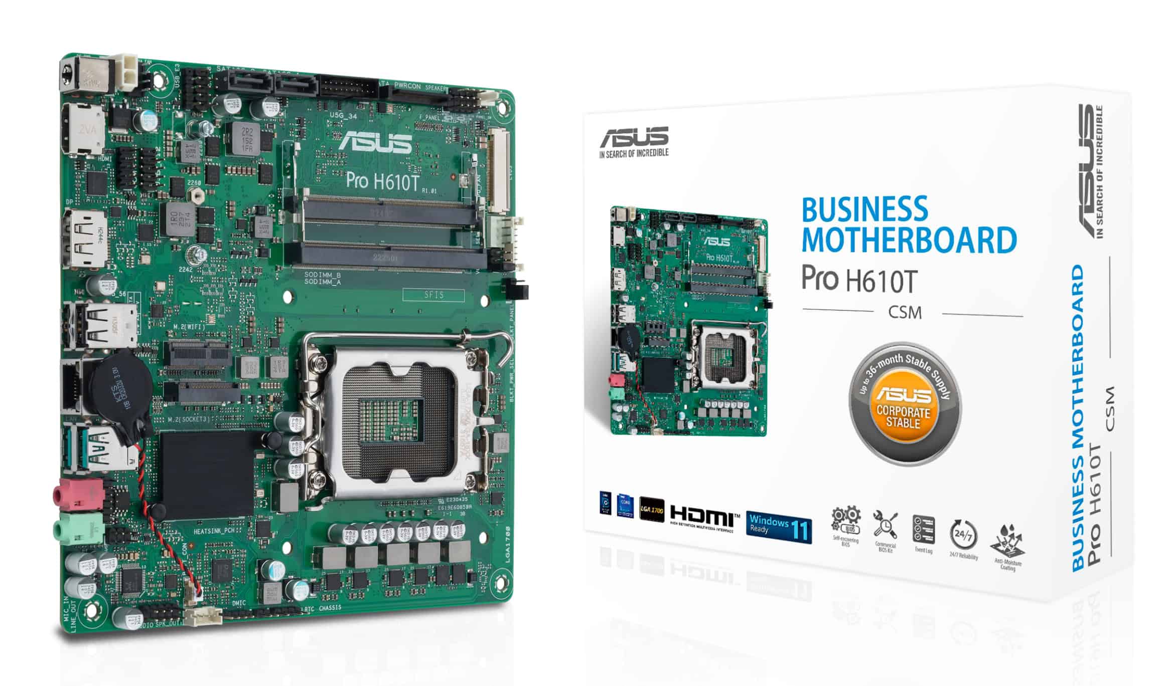 ASUS PRO H610T-CSM Intel H610 LGA 1700 Thin Mini ITX (90MB1G60-M0EAYC) thumbnail