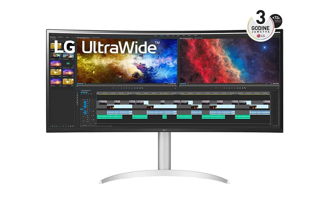 LG 38WP85CP-W computer monitor 96,5 cm (38) 3840 x 1600 Pixels Quad HD+ LCD Zilver (38WP85CP-W.AEU) thumbnail