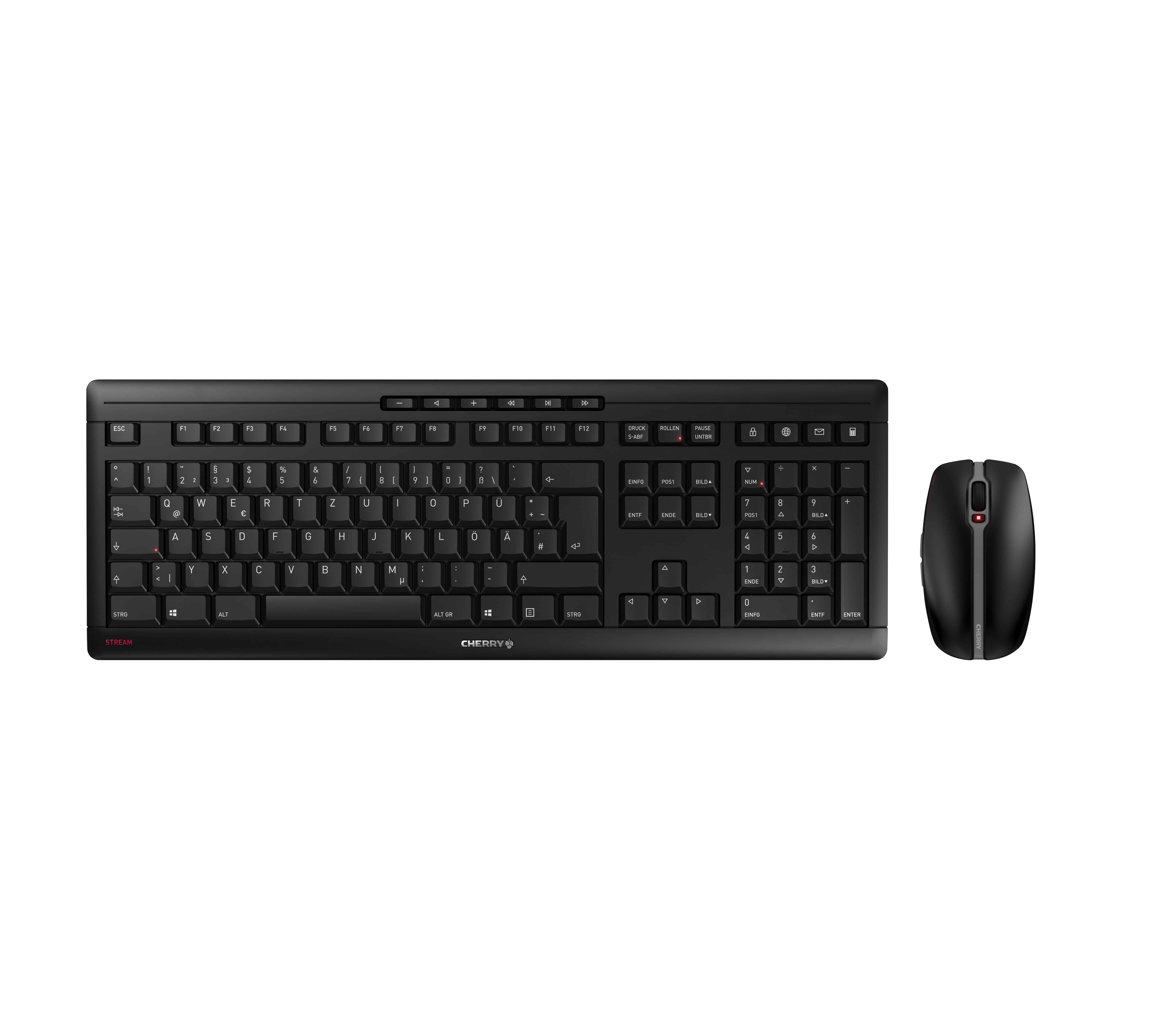 CHERRY Stream Desktop Recharge toetsenbord Inclusief muis RF Draadloos Zwart (JD-8560CS-2) thumbnail