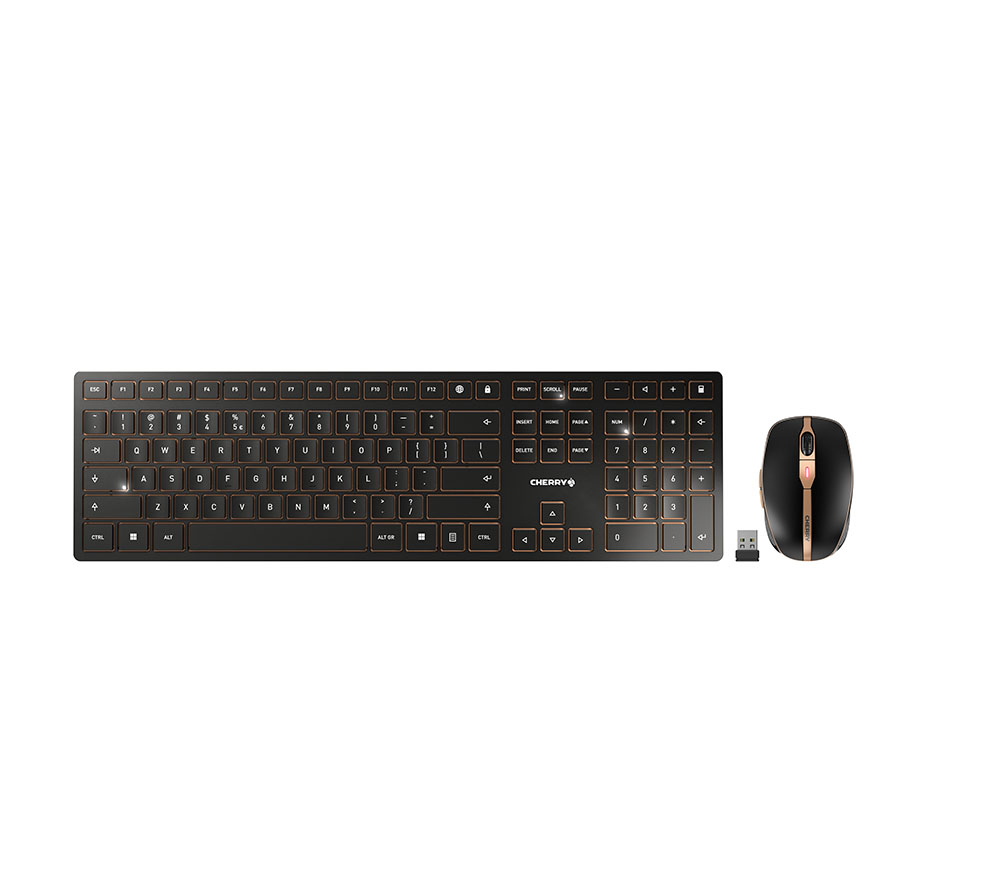 CHERRY DW 9100 SLIM toetsenbord Inclusief muis Universeel RF-draadloos + Bluetooth QWERTY Amerikaans Engels Zwart (JD-9100EU-2) thumbnail