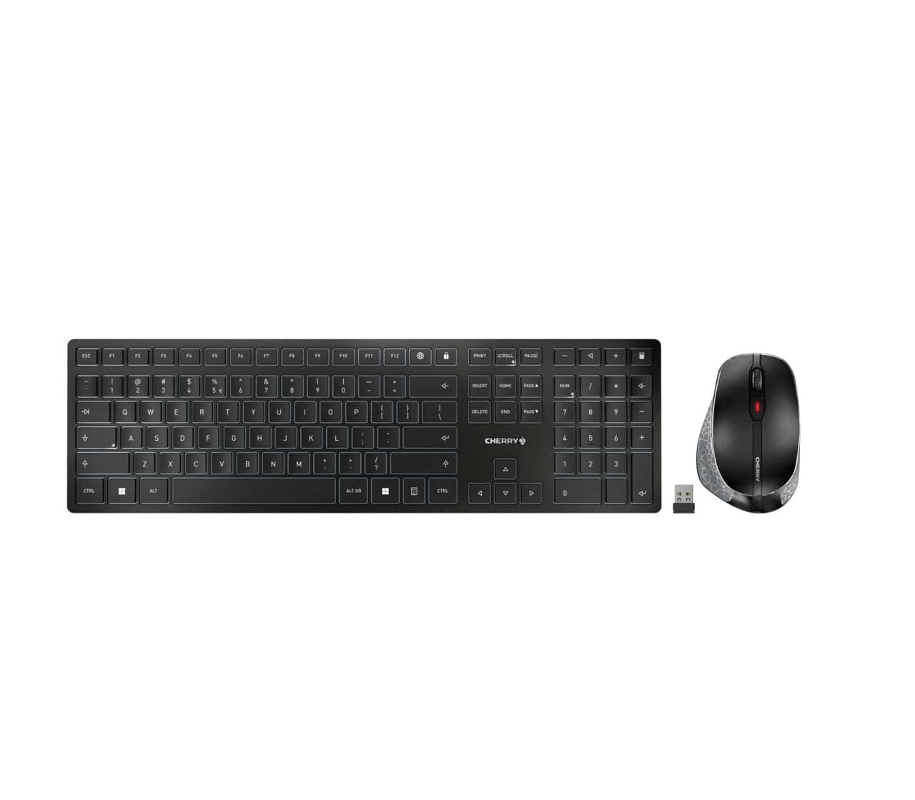 CHERRY DW 9500 SLIM toetsenbord Inclusief muis RF-draadloos + Bluetooth QWERTY Scandinavisch Zwart, Grijs (JD-9500PN-2) thumbnail