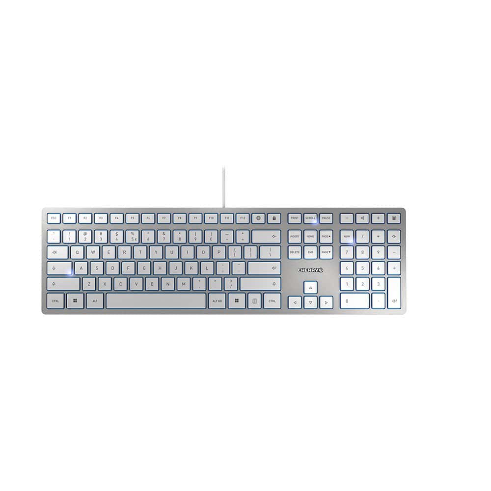 CHERRY KC 6000 Slim toetsenbord USB Amerikaans Engels Zilver, Wit (JK-1600EU-1) thumbnail