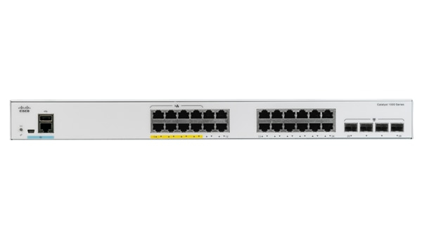 Cisco Catalyst C1000-24P-4G-L netwerk-switch Managed L2 Gigabit Ethernet (10/100/1000) Power over Ethernet (PoE) Grijs (C1000-24P-4G-L) thumbnail Cisco Catalyst C1000-24P-4G-L netwerk-switch Managed L2 Gigabit Ethernet (10/100/1000) Power over Ethernet (PoE) Grijs (C1000-24P-4G-L) thumbnail