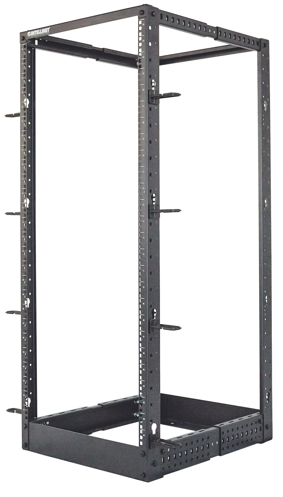 Intellinet 19" open frame rack, 26U, 4-post, bouwpakket, max. 360 kg draagvermogen, zwart (714242) thumbnail