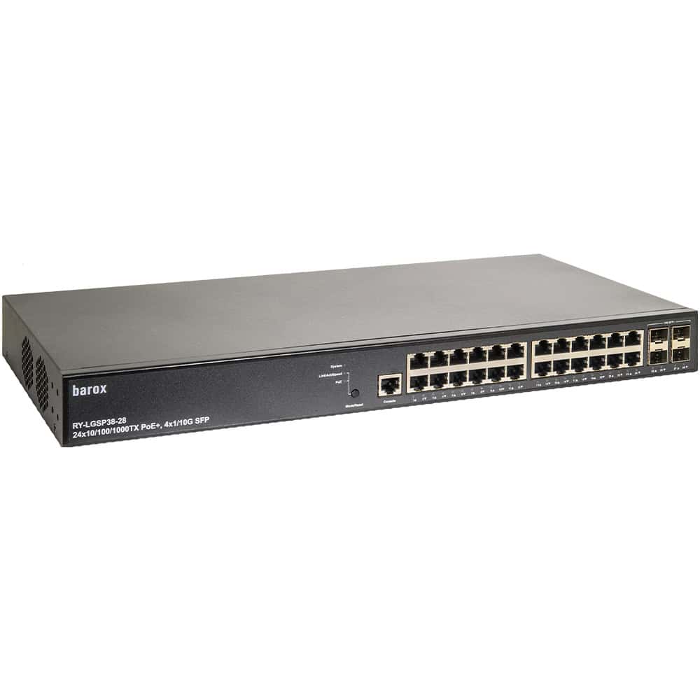 barox Switch 24-Port 24x10/100/1000TX PoE 4x1G/10G SFP Manag (RY-LGSP38-28) thumbnail