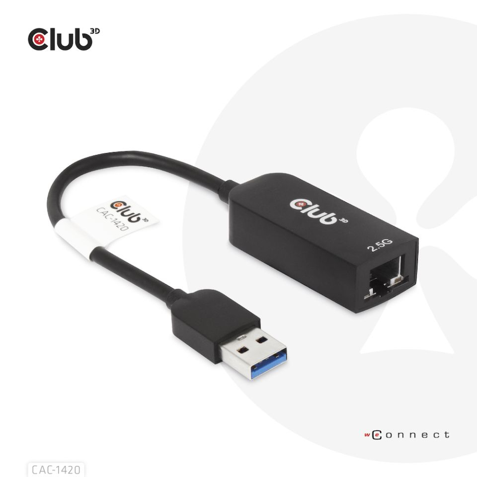 CLUB3D USB 3.2 Gen1 Type A to RJ45 2.5Gbps Adapter (CAC-1420) thumbnail
