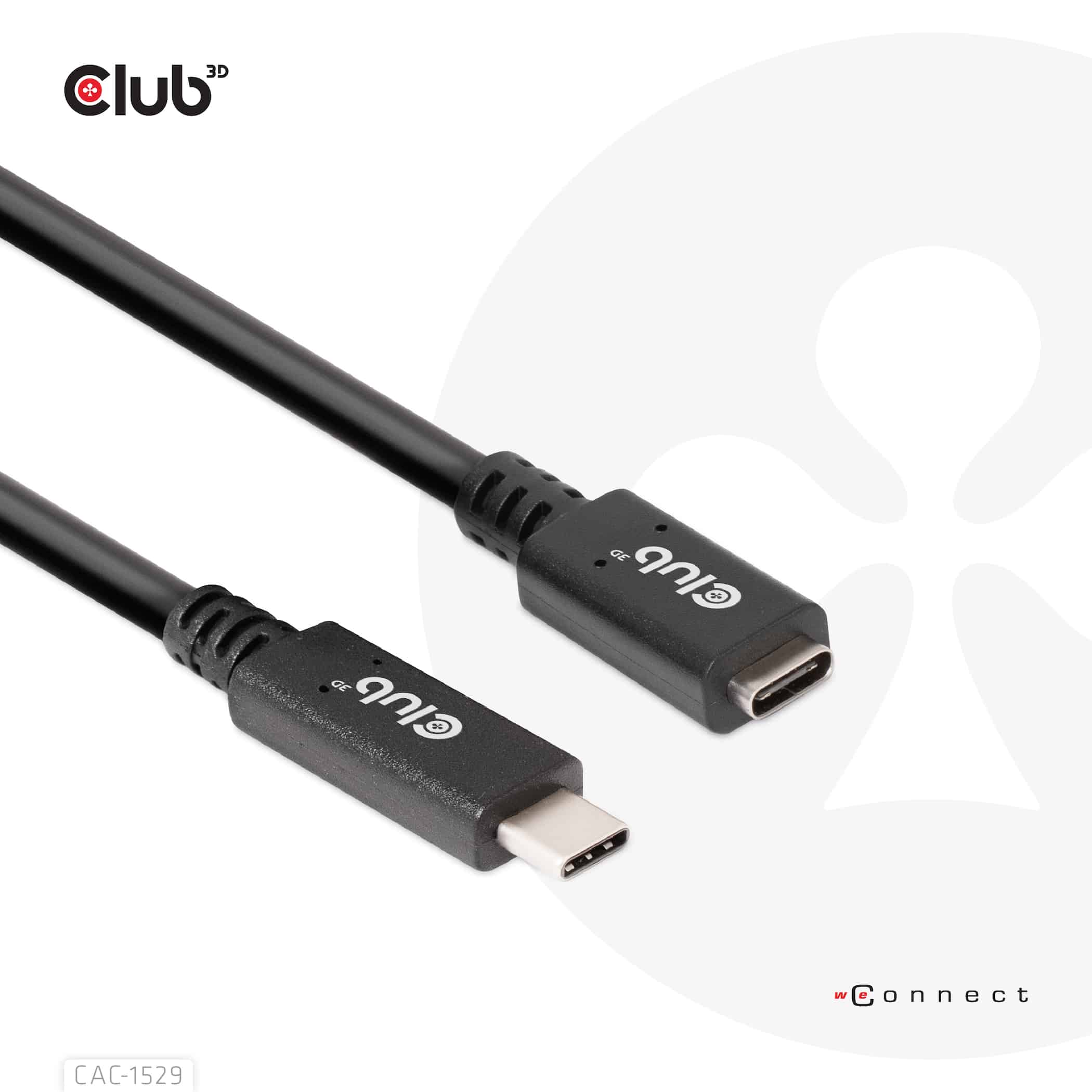 CLUB3D USB Gen1 Type-C Extensie kabel 5Gbps 60W(20V/3A) 4K60Hz M/F 1m/3.28ft (CAC-1531) thumbnail