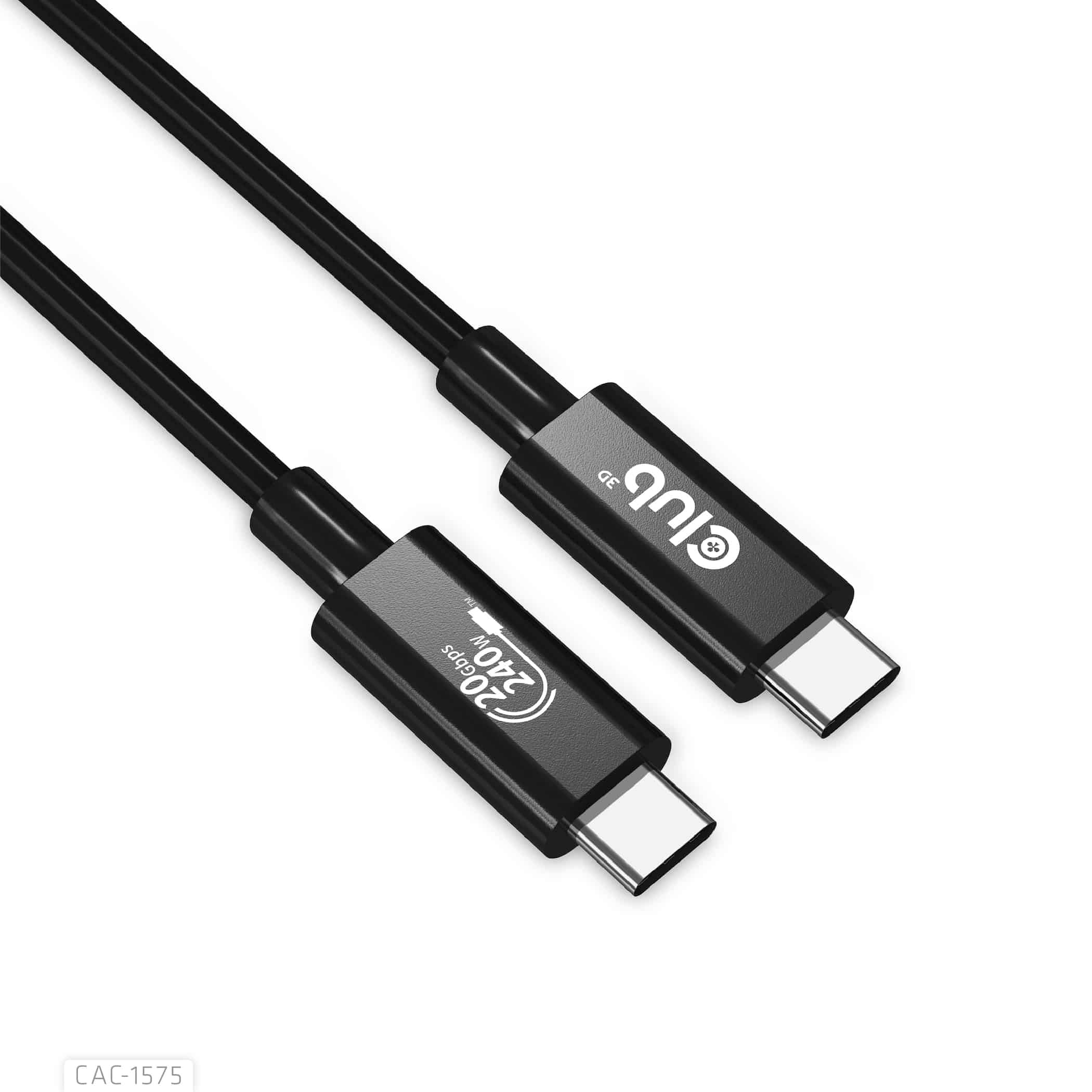 CLUB3D USB4 Gen2x2 Type-C Bi-Directional Cable 4K60Hz, Data 20Gbps, PD 240W(48V/5A) EPR M/M 2m USB IF GECERTIFCIEERD (CAC-1575) thumbnail CLUB3D USB4 Gen2x2 Type-C Bi-Directional Cable 4K60Hz, Data 20Gbps, PD 240W(48V/5A) EPR M/M 2m USB IF GECERTIFCIEERD (CAC-1575) thumbnail