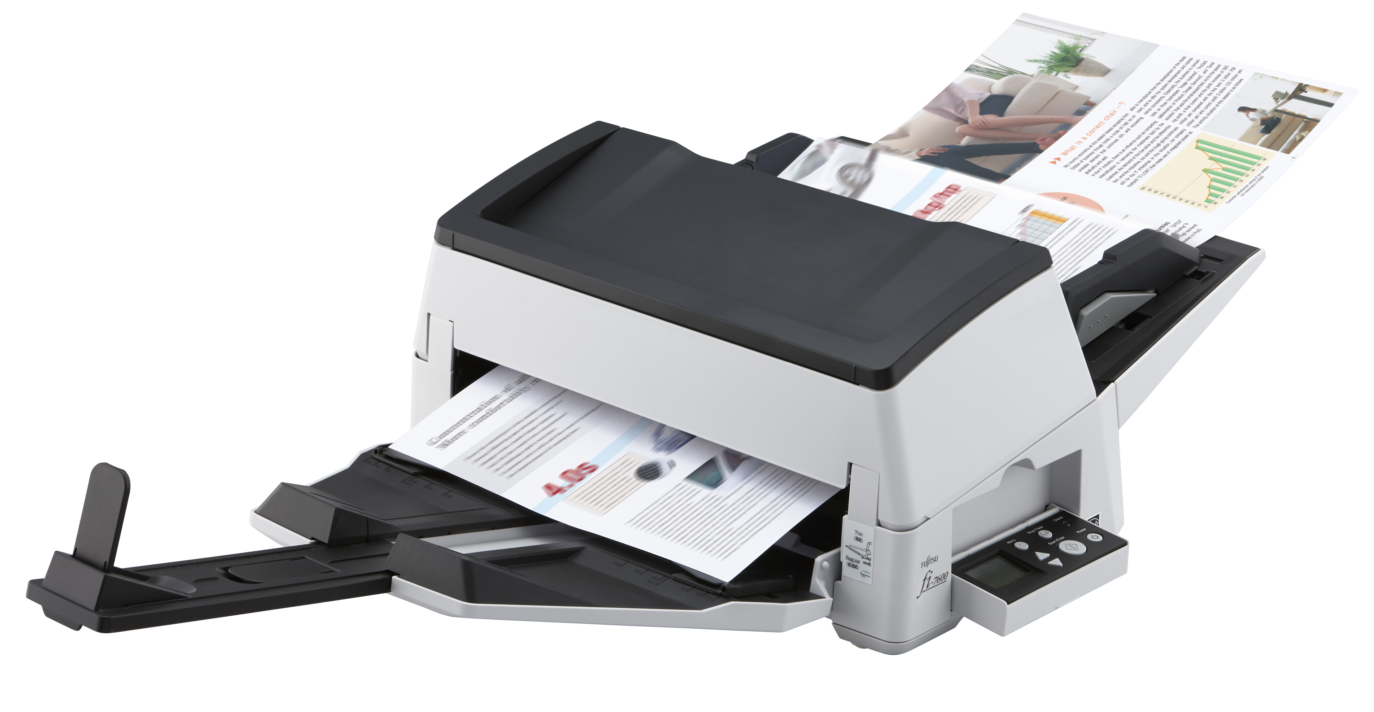 Ricoh fi-7600 ADF-/handmatige invoer scanner 600 x 600 DPI A3 Zwart, Wit (PA03740-B501) thumbnail