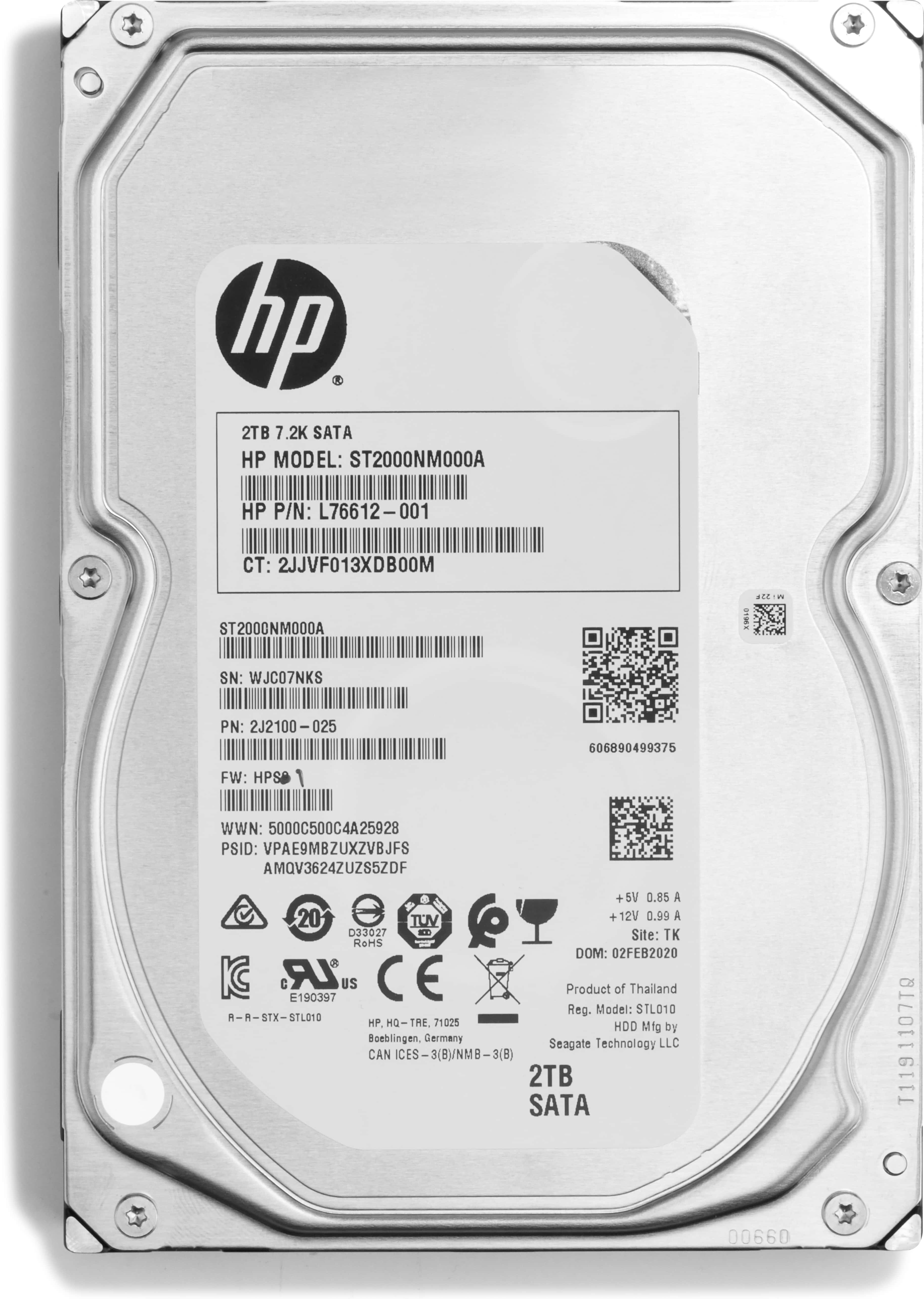 HP Disque dur SMR 2 To 7200 tr/min SATA 2 TB (8VE04AA) thumbnail