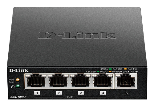 D-Link DGS-1005P/E netwerk-switch Unmanaged Gigabit Ethernet (10/100/1000) Power over Ethernet (PoE) Zwart (DGS-1005P/E) thumbnail
