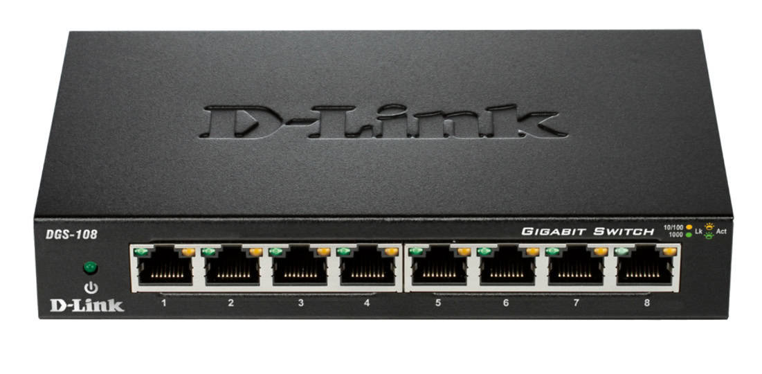 D-Link DGS-108 netwerk-switch Unmanaged L2 Gigabit Ethernet (10/100/1000) Zwart (DGS-108/E) thumbnail