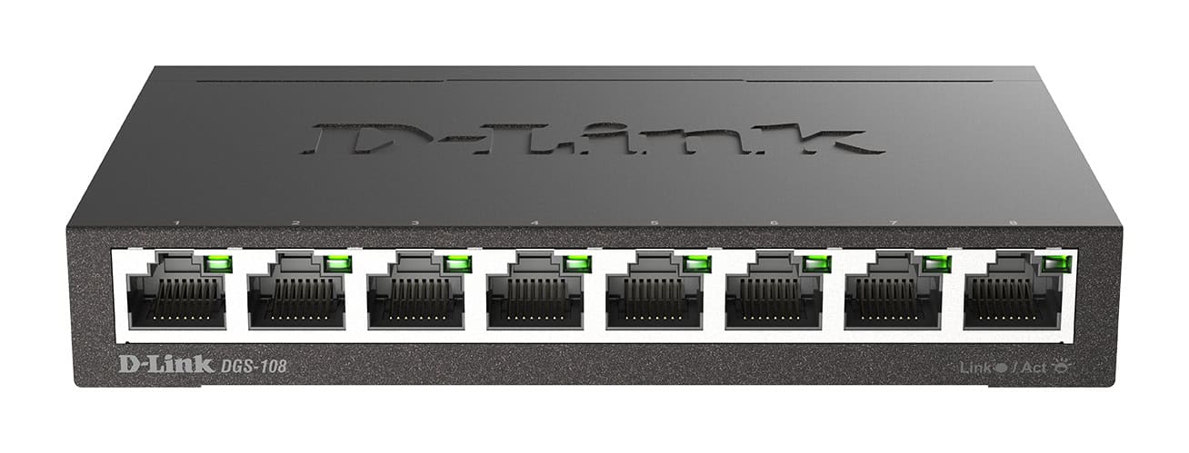 D-Link DGS-108 Unmanaged L2 Gigabit Ethernet (10/100/1000) Zwart (DGS-108/E) thumbnail