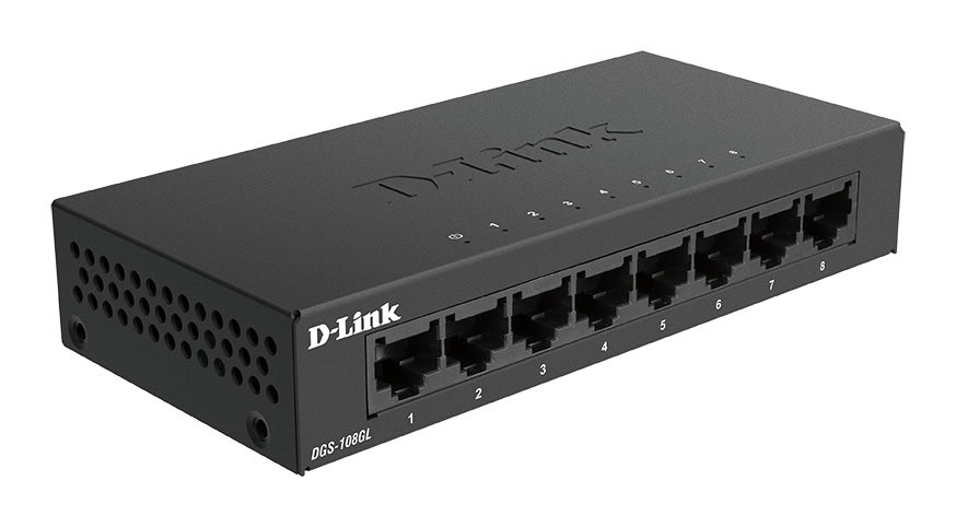 D-Link DGS-108GL Unmanaged Gigabit Ethernet (10/100/1000) Zwart (DGS-108GL/E) thumbnail
