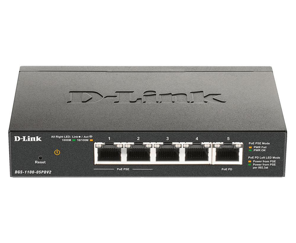 D-Link DGS-1100-05PDV2 netwerk-switch Managed Gigabit Ethernet (10/100/1000) Power over Ethernet (PoE) Zwart (DGS-1100-05PDV2) thumbnail