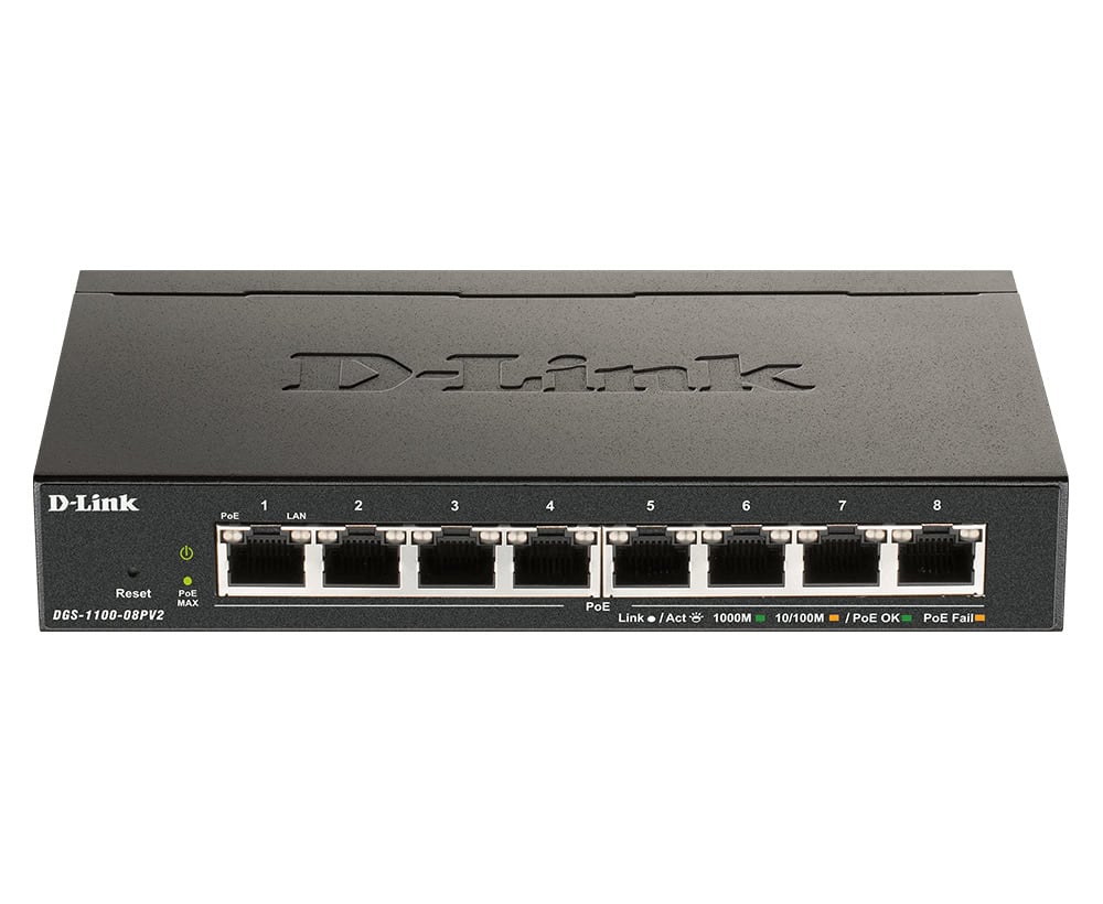 D-Link DGS-1100-08PV2 netwerk-switch Managed L2/L3 Gigabit Ethernet (10/100/1000) Power over Ethernet (PoE) Zwart (DGS-1100-08PV2) thumbnail D-Link DGS-1100-08PV2 netwerk-switch Managed L2/L3 Gigabit Ethernet (10/100/1000) Power over Ethernet (PoE) Zwart (DGS-1100-08PV2) thumbnail