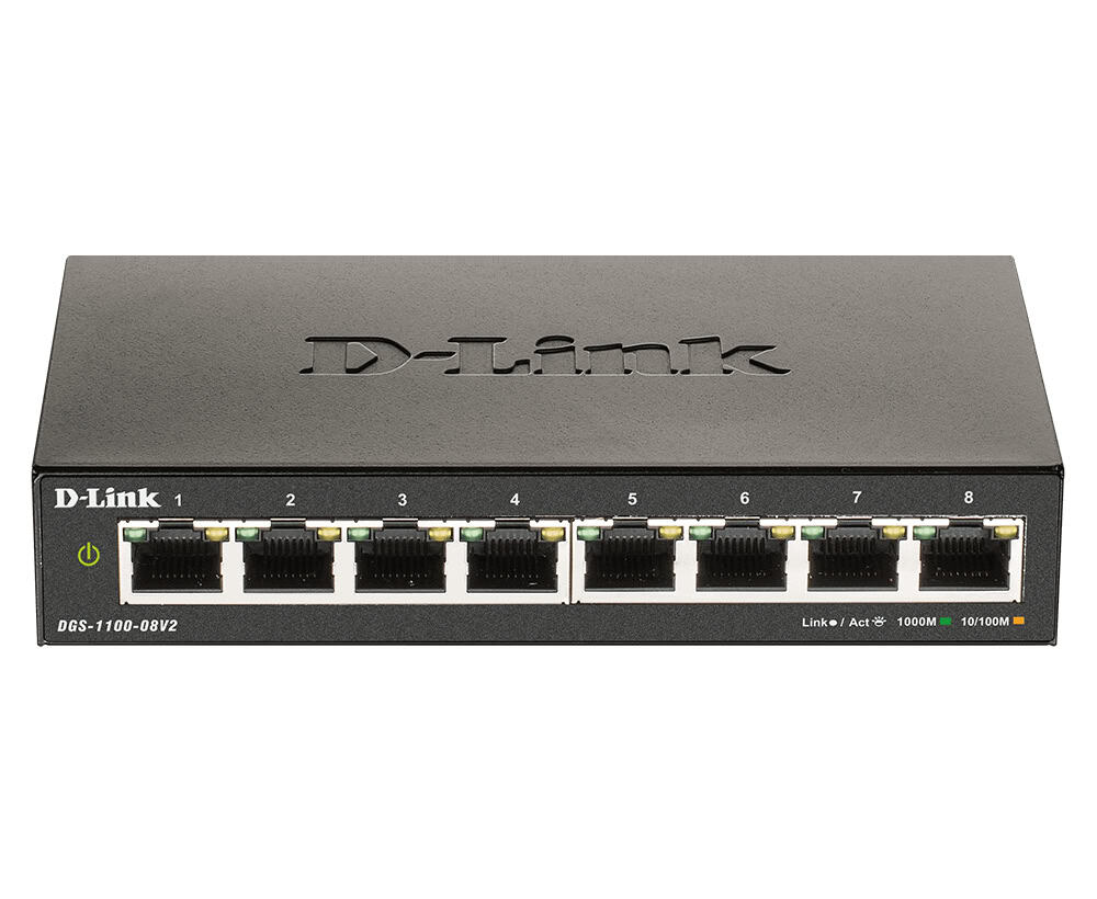 D-Link DGS-1100-08V2 Managed L2 Gigabit Ethernet (10/100/1000) Zwart (DGS-1100-08V2/E) thumbnail