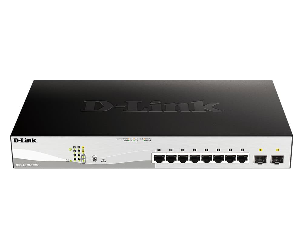 D-Link DGS-1210-10MP Managed L2 Gigabit Ethernet (10/100/1000) Power over Ethernet (PoE) Zwart, Grijs (DGS-1210-10MP/E) thumbnail