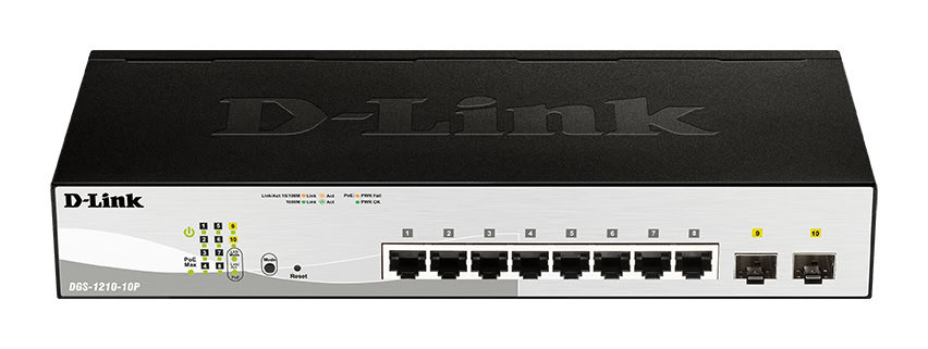 D-Link DGS-1210-10P Managed L2 Gigabit Ethernet (10/100/1000) Power over Ethernet (PoE) 1U Zwart (DGS-1210-10P/E) thumbnail