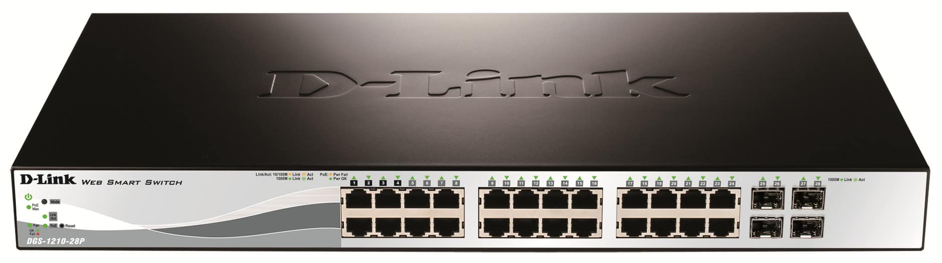 D-Link DGS-1210-28P Managed L2 Gigabit Ethernet (10/100/1000) Power over Ethernet (PoE) 1U (DGS-1210-28P/E) thumbnail