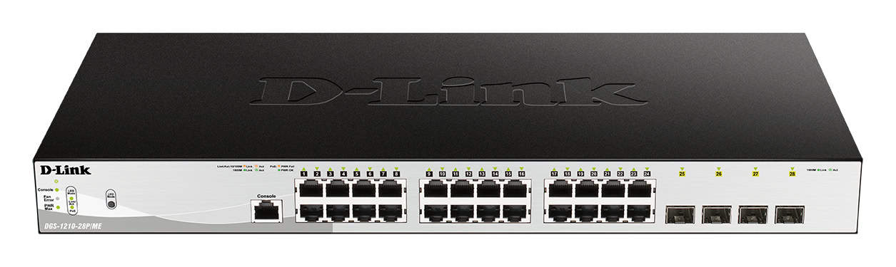 D-Link DGS-1210-28P/ME/E netwerk-switch Managed L2/L3 Gigabit Ethernet (10/100/1000) Power over Ethernet (PoE) 1U (DGS-1210-28P/ME/E) thumbnail D-Link DGS-1210-28P/ME/E netwerk-switch Managed L2/L3 Gigabit Ethernet (10/100/1000) Power over Ethernet (PoE) 1U (DGS-1210-28P/ME/E) thumbnail