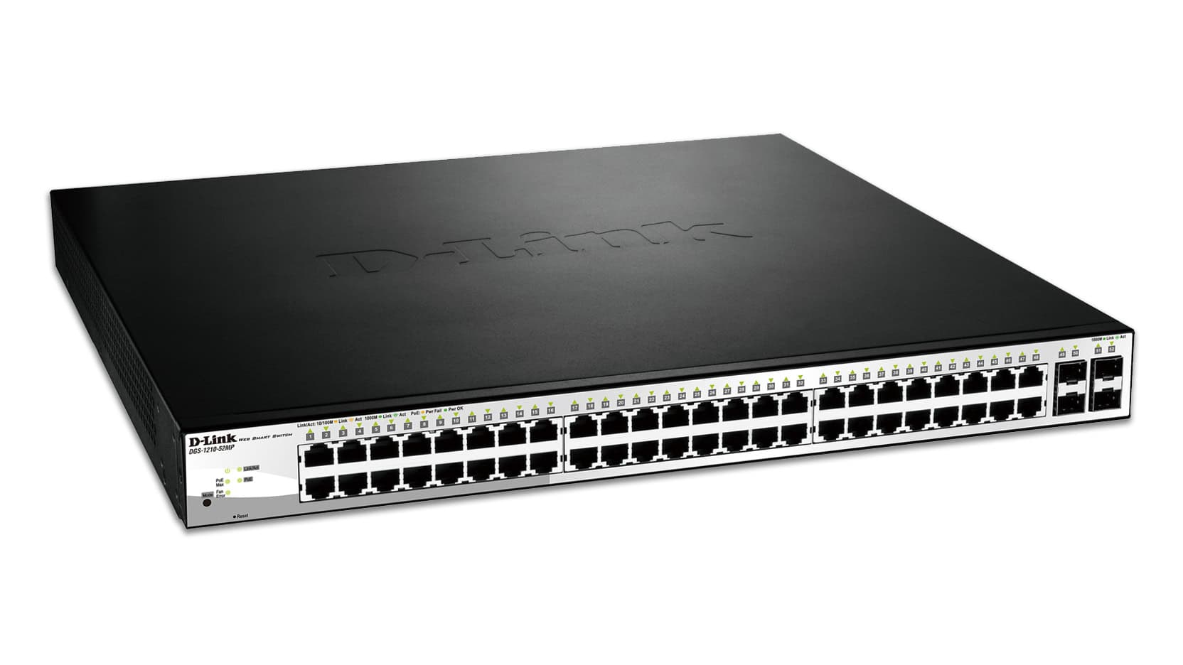 D-Link DGS-1210-52MP Managed L2 Gigabit Ethernet (10/100/1000) Power over Ethernet (PoE) Zwart, Grijs (DGS-1210-52MP/E) thumbnail