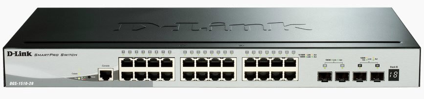 D-Link DGS-1510 Managed L3 Gigabit Ethernet (10/100/1000) Zwart (DGS-1510-28X/E) thumbnail