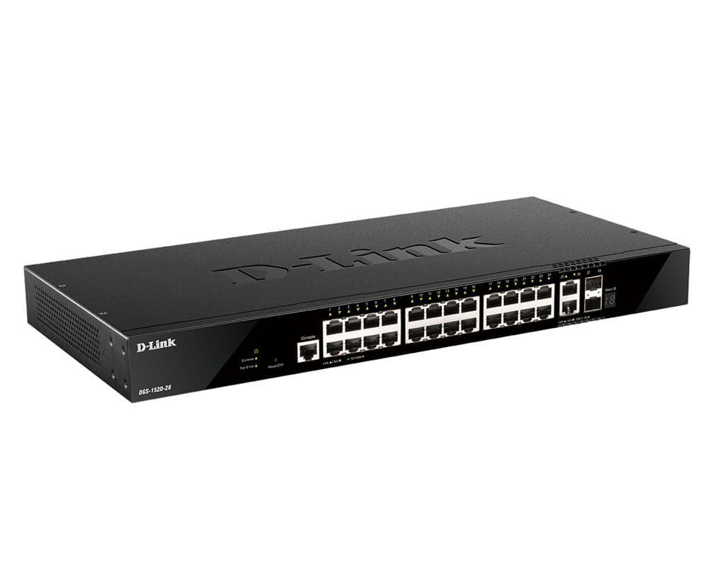 D-Link DGS-1520-28/E netwerk-switch Managed L3 10G Ethernet (100/1000/10000) 1U Zwart (DGS-1520-28/E) thumbnail