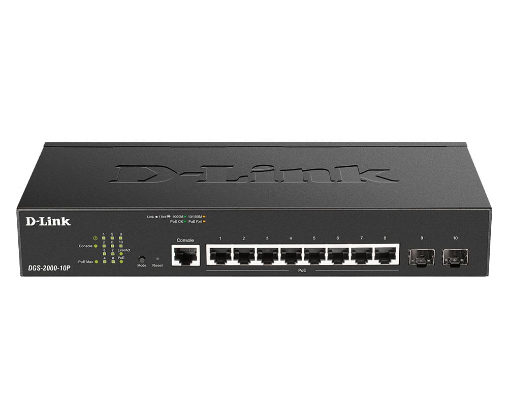 D-Link DGS-2000-10P netwerk-switch Managed L2/L3 Gigabit Ethernet (10/100/1000) Power over Ethernet (PoE) 1U Zwart (DGS-2000-10P) thumbnail