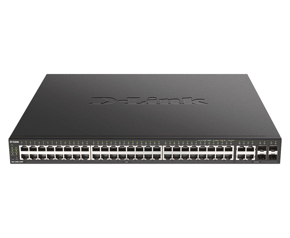 D-Link DGS-2000-52MP netwerk-switch Managed L2/L3 Gigabit Ethernet (10/100/1000) Power over Ethernet (PoE) 1U Zwart (DGS-2000-52MP) thumbnail D-Link DGS-2000-52MP netwerk-switch Managed L2/L3 Gigabit Ethernet (10/100/1000) Power over Ethernet (PoE) 1U Zwart (DGS-2000-52MP) thumbnail