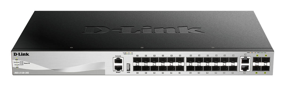 D-Link DGS-3130-30S/E netwerk-switch Managed L3 10G Ethernet (100/1000/10000) Grijs (DGS-3130-30S/E) thumbnail