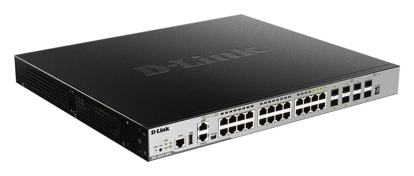 D-Link DGS-3630-28PC/SI netwerk-switch Managed L3 Gigabit Ethernet (10/100/1000) Power over Ethernet (PoE) Zwart, Grijs (DGS-3630-28PC/SI) thumbnail