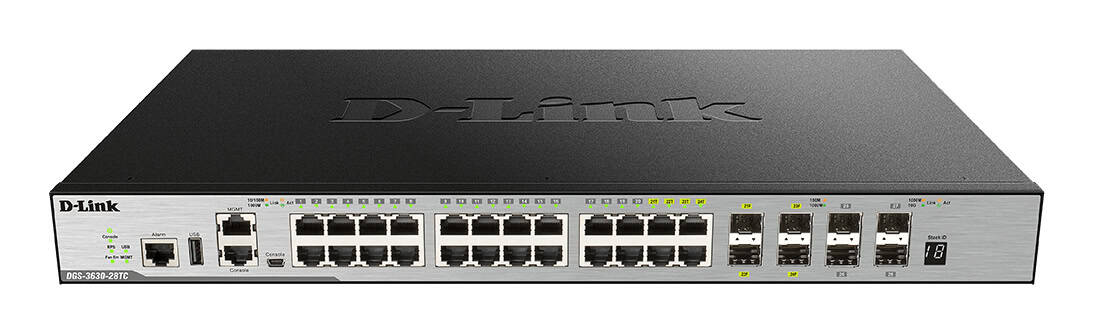 D-Link DGS-3630-28PC/SI/E netwerk-switch Managed L3 Gigabit Ethernet (10/100/1000) Power over Ethernet (PoE) Zwart, Grijs (DGS-3630-28PC/SI/E) thumbnail