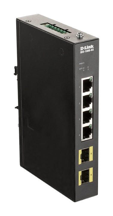 D-Link DIS-100G-6S netwerk-switch Unmanaged Gigabit Ethernet (10/100/1000) DIN rail Zwart (DIS-100G-6S) thumbnail