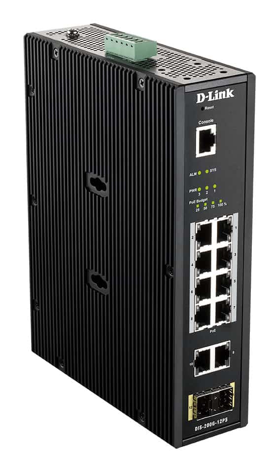 D-Link DIS-200G-12PS netwerk-switch Managed L2 Gigabit Ethernet (10/100/1000) Power over Ethernet (PoE) Zwart (DIS-200G-12PS) thumbnail