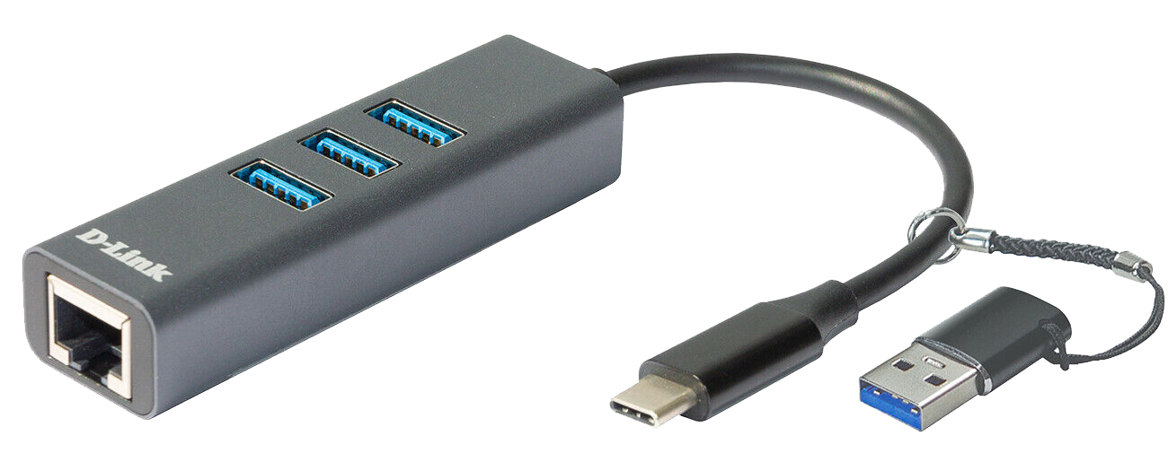 D-Link USB-C/USB naar Gigabit Ethernet-adapter met 3 USB 3.0-poorten DUB-2332 (DUB-2332) thumbnail
