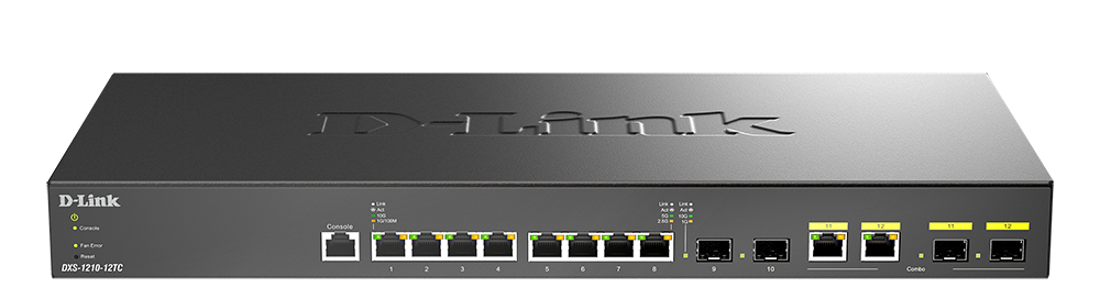 D-Link DXS-1210-12TC netwerk-switch Managed L2/L3 10G Ethernet (100/1000/10000) 1U Zwart, Zilver (DXS-1210-12TC) thumbnail