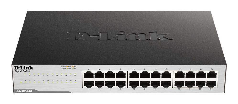 D-Link GO-SW-24G Unmanaged L2 Gigabit Ethernet (10/100/1000) 1U Zwart (GO-SW-24G/E) thumbnail