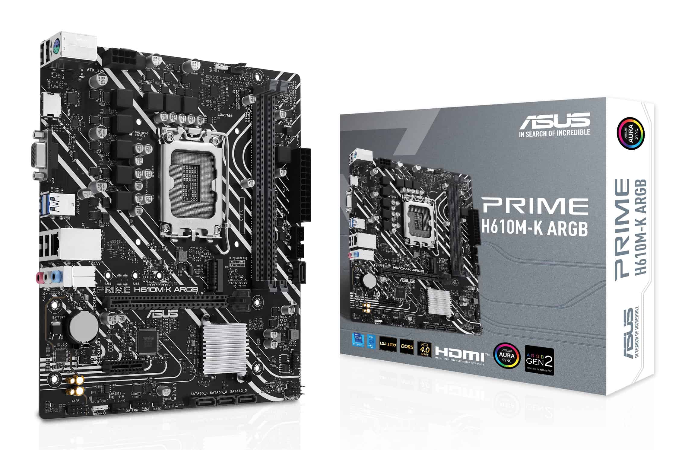 ASUS PRIME H610M-K ARGB Intel H610 LGA 1700 micro ATX (90MB1G90-M0EAY0) thumbnail