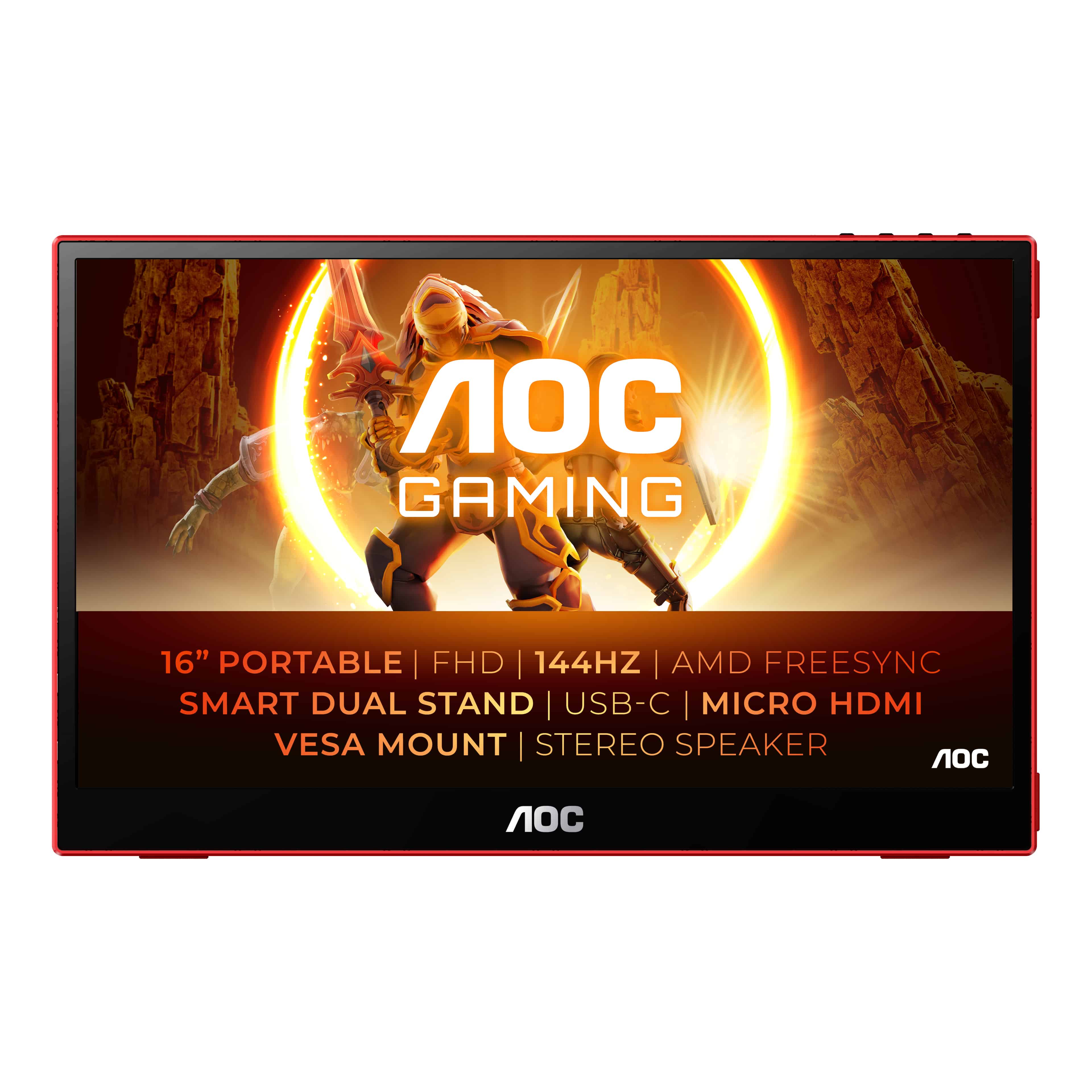 AOC 16G3 computer monitor 39,6 cm (15.6) 1920 x 1080 Pixels Zwart, Rood (16G3) thumbnail