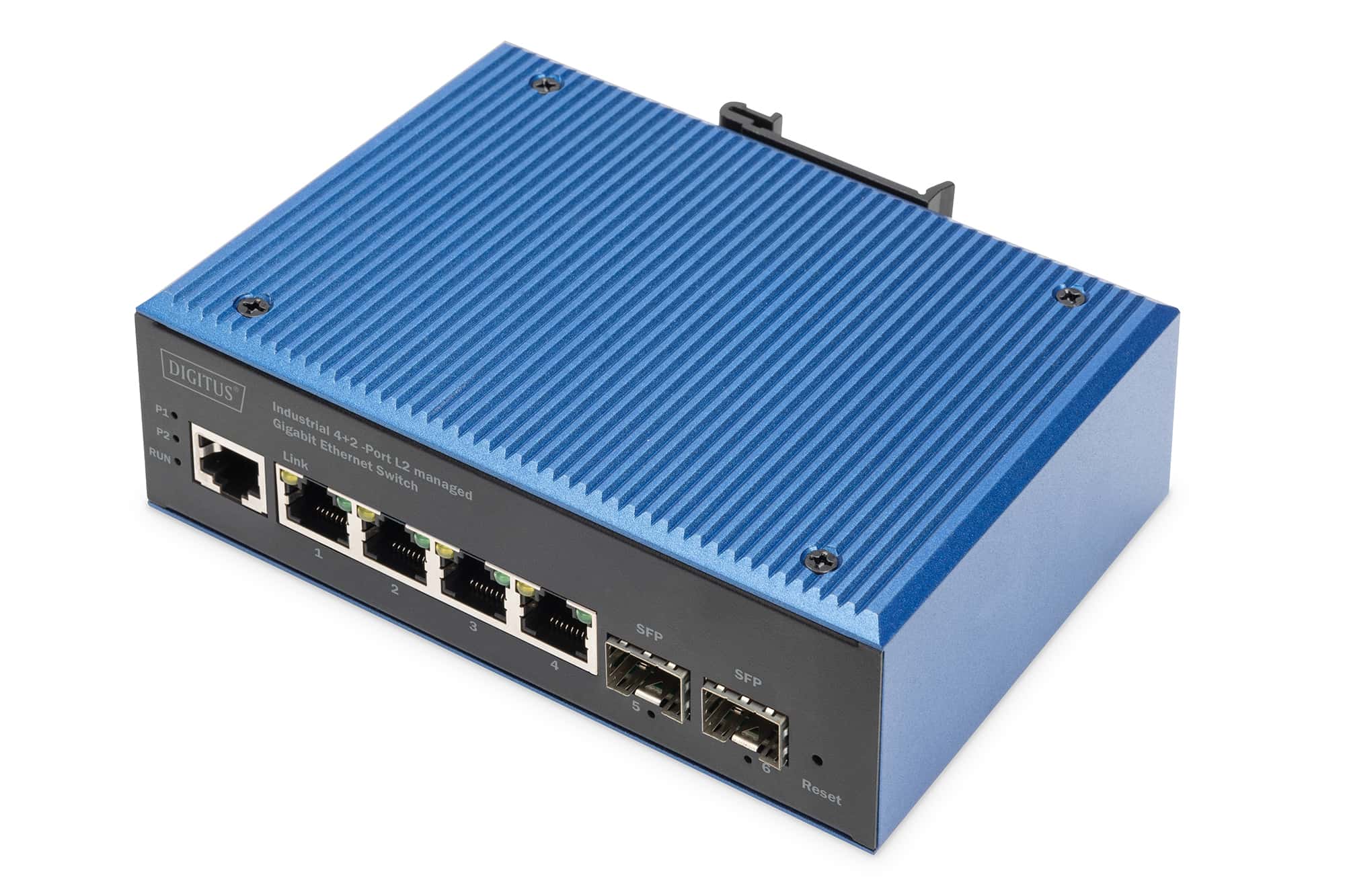Digitus DN-651154 netwerk-switch Managed L2 Gigabit Ethernet (10/100/1000) Zwart, Blauw (DN-651154) thumbnail