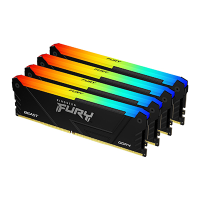 Kingston Technology FURY Beast 64GB 3600MT/s DDR4 CL18 DIMM (Sets van 4) RGB (KF436C18BB2AK4/64) thumbnail