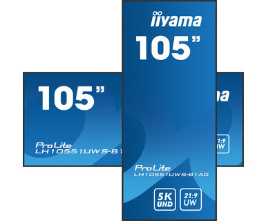 iiyama LH10551UWS-B1AG beeldkrant Digitale signage flatscreen 2,66 m (104.7") LED 500 cd/m² UltraWide Full HD Zwart 24/7 (LH10551UWS-B1AG) thumbnail
