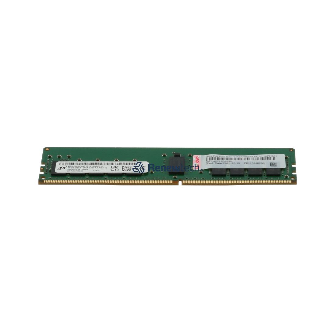 LENOVO 16GB (1*16GB) 2RX8 PC4-25600AA-R DDR4-3200MHZ RDIMM (02JK236) thumbnail