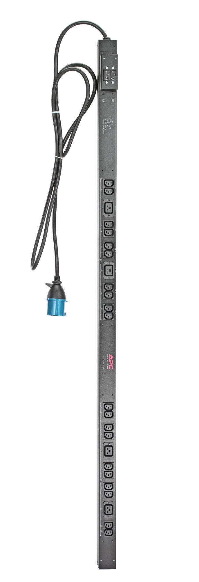 APC Rack PDU, Basic, ZeroU, 32A, 230V, (20x) C13 & (4x) C19, IEC 309 32A stekker (A7067487) thumbnail
