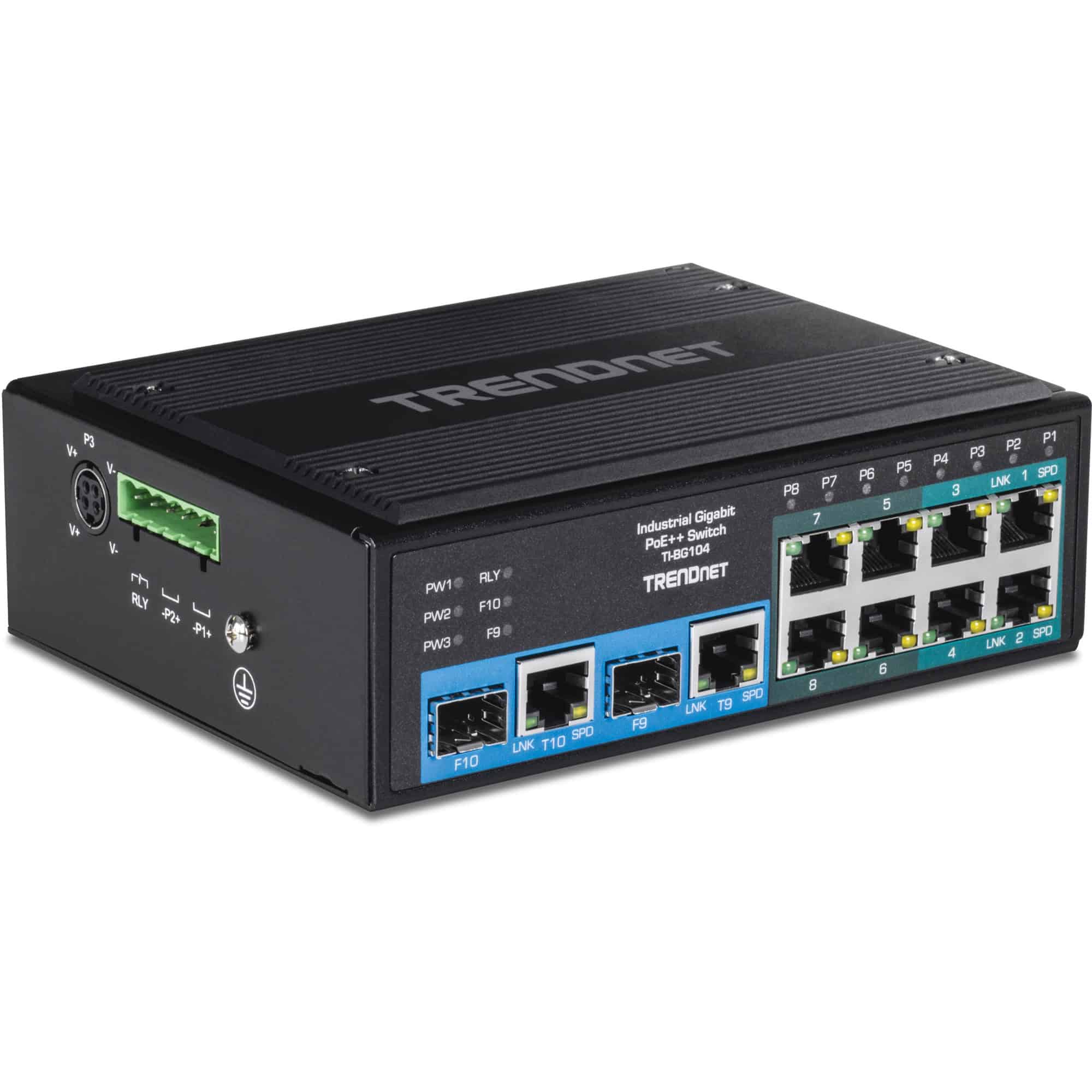 TRENDnet TI-BG104 10 Port Rail Switch, Industrial Gigabit PoE++ DIN-Rail (TI-BG104) thumbnail