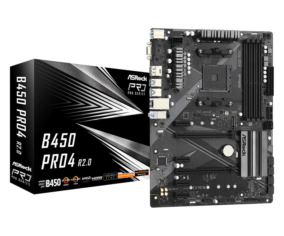 Asrock B450 Pro4 R2.0 AMD B450 Socket AM4 ATX (90-MXBEE0-A0UAYZ) thumbnail