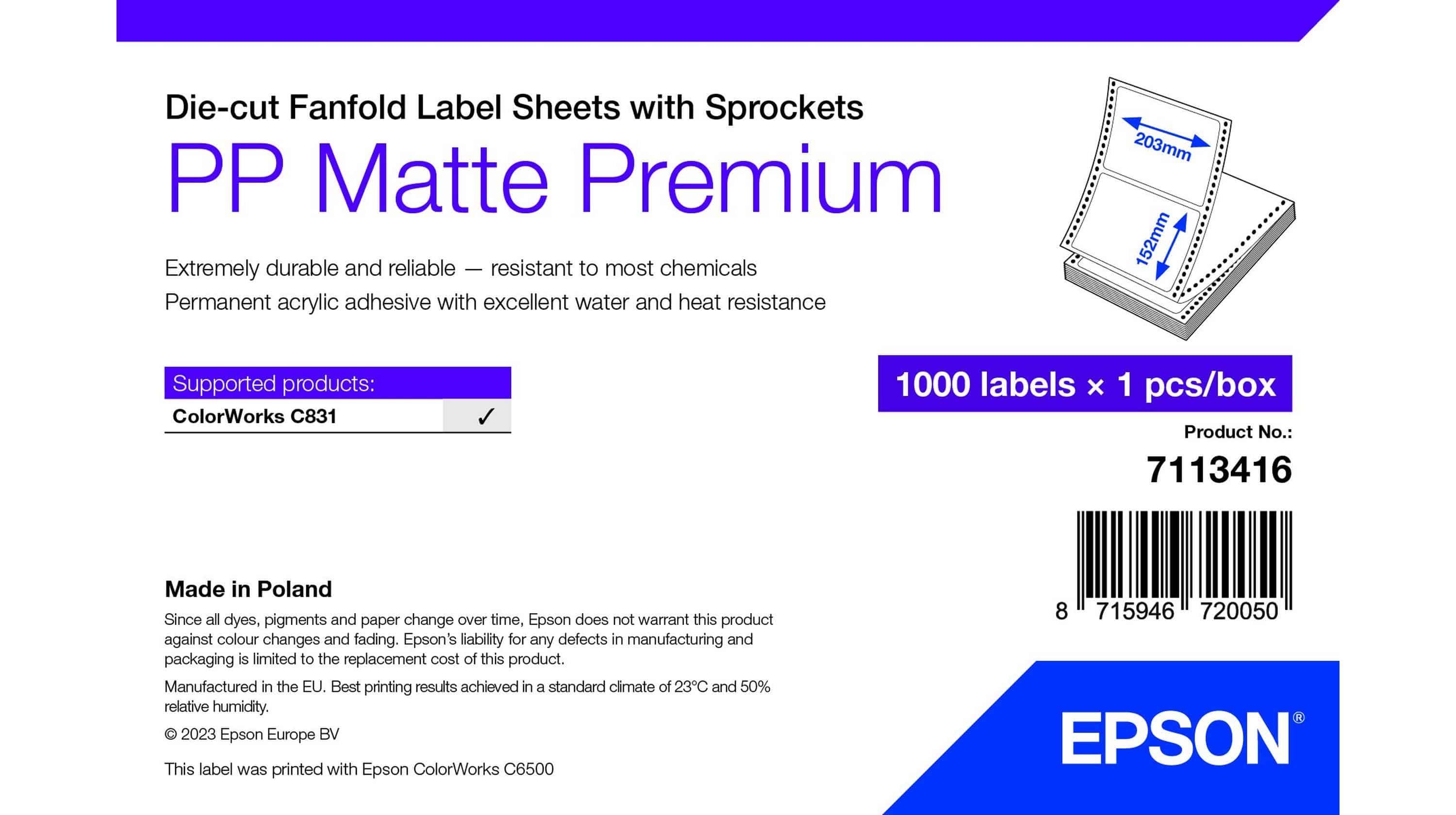 Epson 7113416 printeretiket Wit Zelfklevend printerlabel (7113416) thumbnail