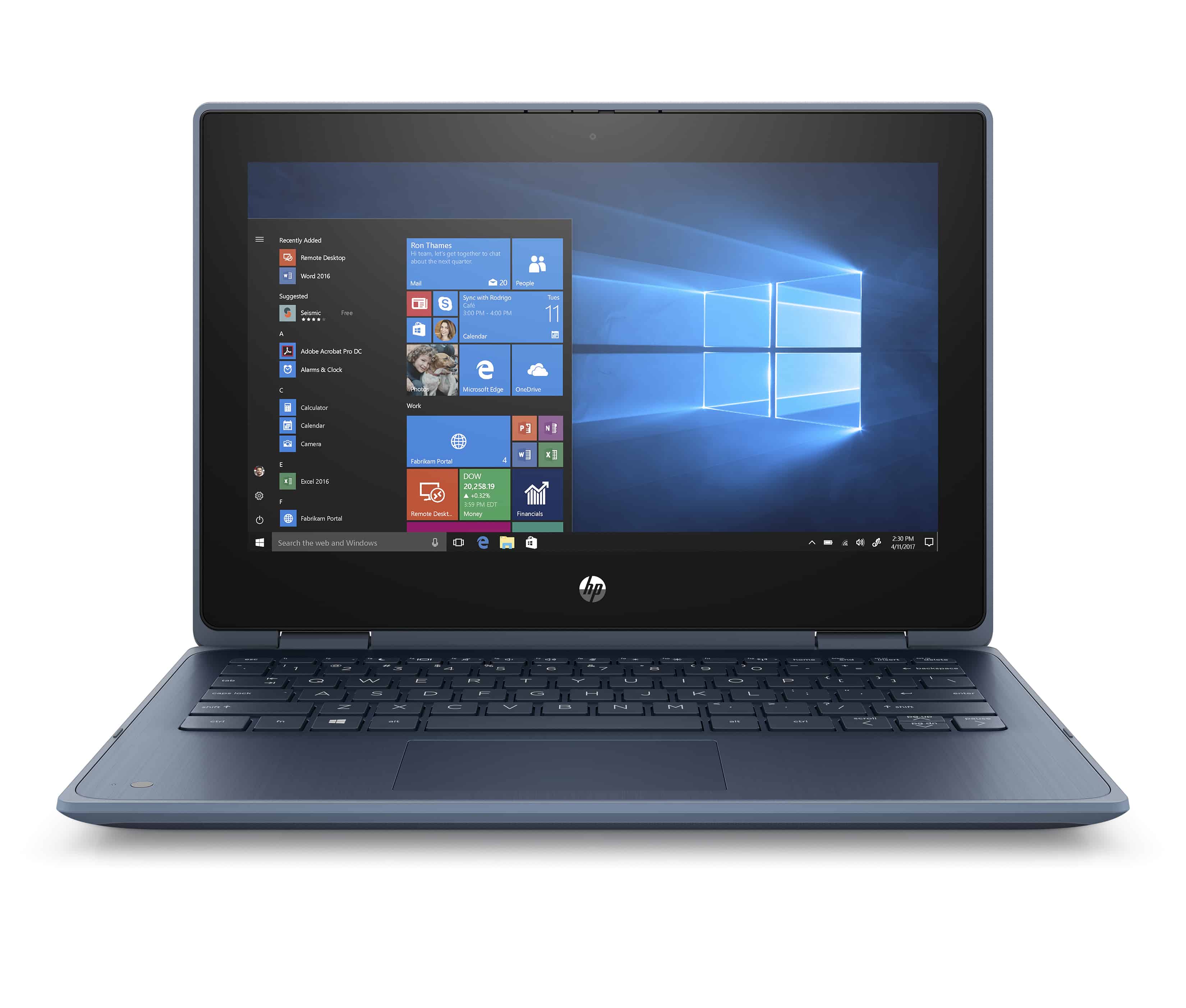 HP ProBook x360 11 G5 EE Hybride (2-in-1) 29,5 cm (11.6) Touchscreen HD Intel® Celeron® N N4120 4 GB DDR4-SDRAM 128 GB SSD Wi-Fi 5 (802.11ac) Windows 10 Pro Blauw (9VX88EA#ABH) thumbnail