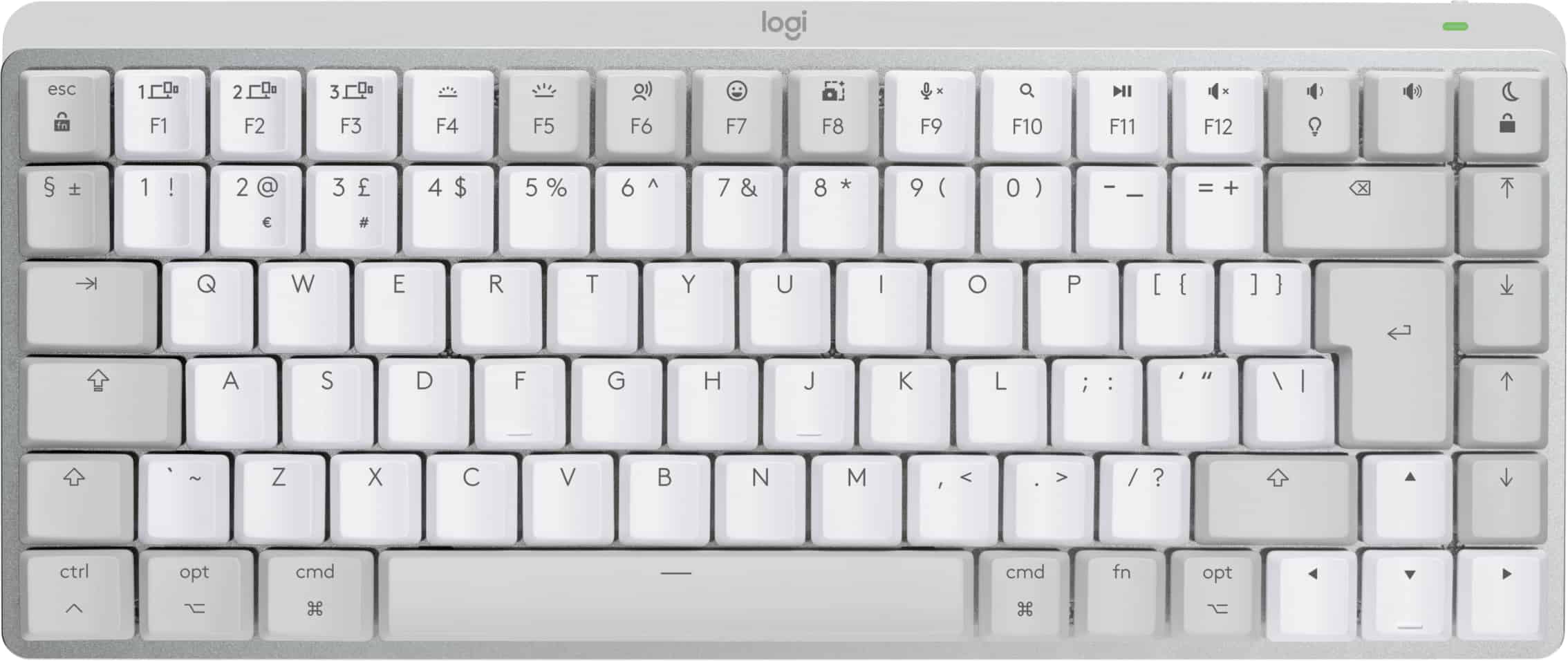 Logitech MX Mini Mechanical for Mac toetsenbord Bluetooth QWERTY Amerikaans Engels Grijs, Wit (920-010798) thumbnail